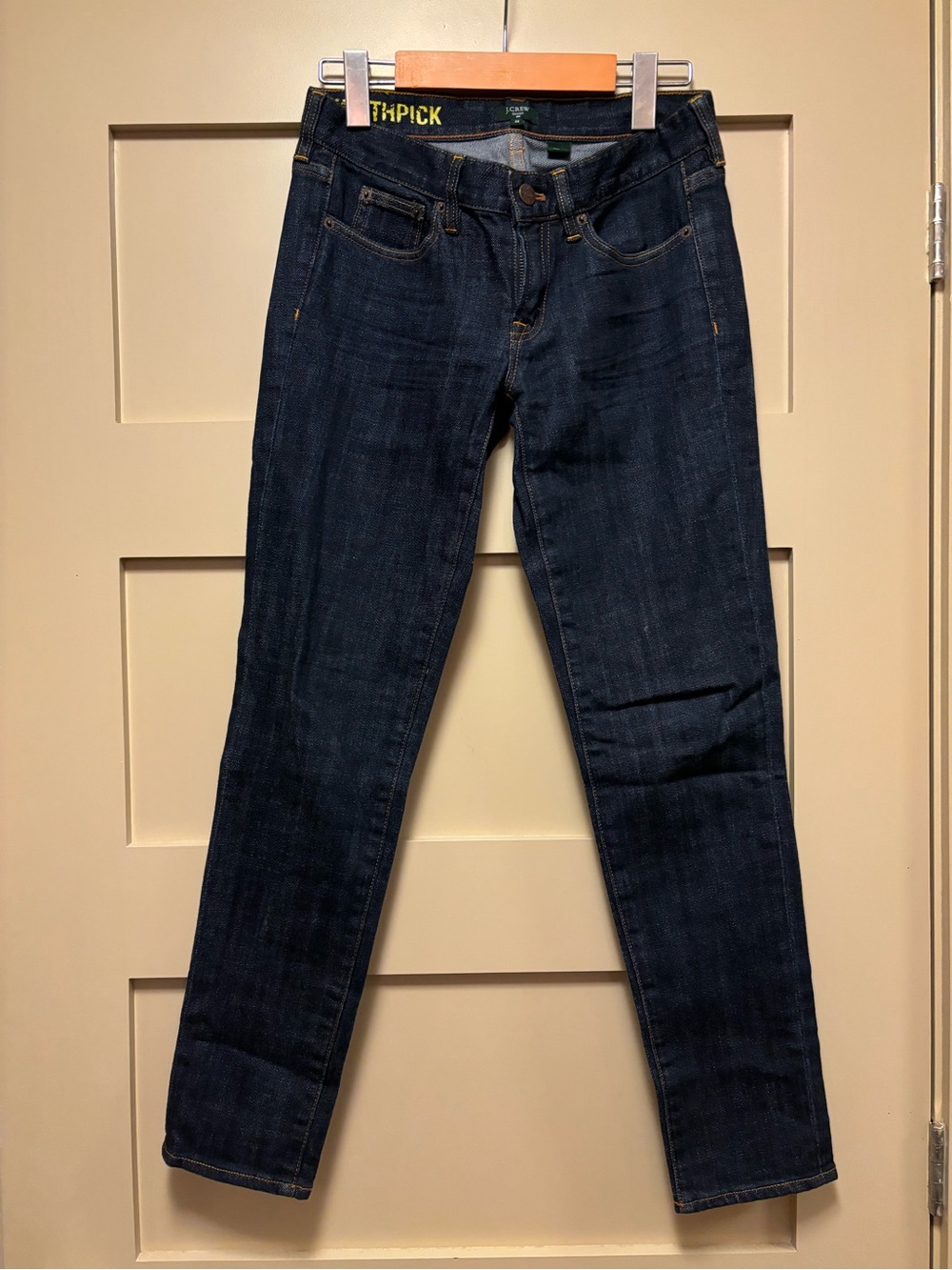 J. CREW Toothpick Straight Slim Ankle Jean Stretch Denim Dark Wash Low Rise